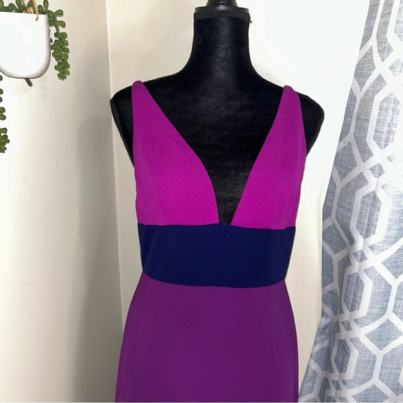 Color Block Gown in Viola & Deep Violet & Deep Iris - Picture 3 of 8
